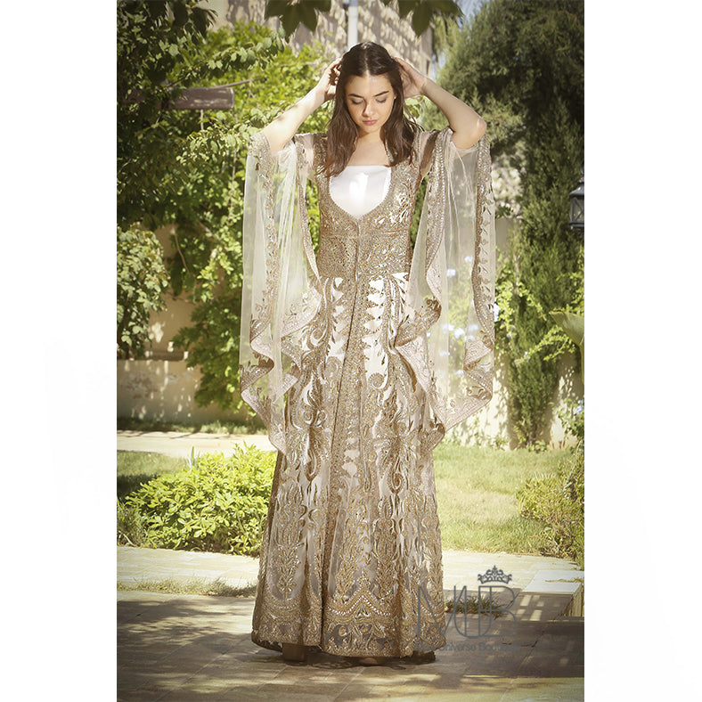 slim fit dress slacks Elegant Black and Gold Abaya – ABAYATMUNA main image 0