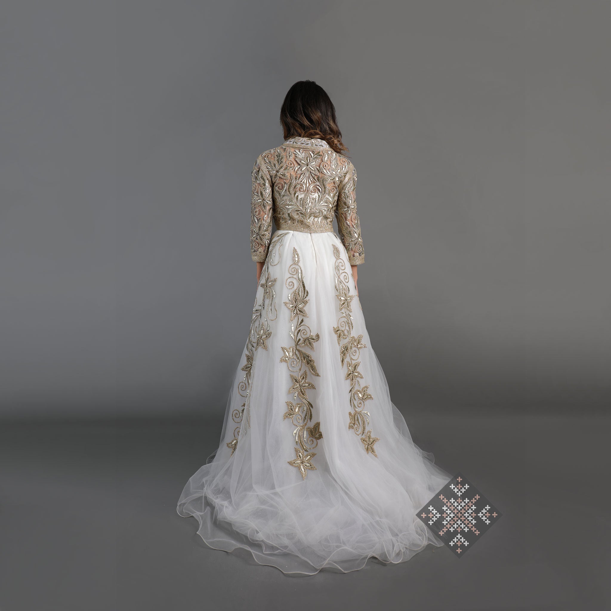 bridal dress with jacket Bridal Dress with Gold Embroidery – shopMUB