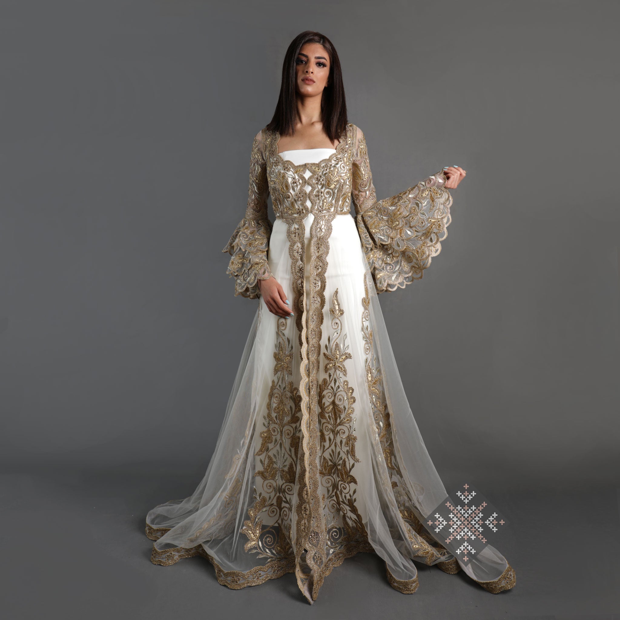 Sama Ruffle Gold Bridal Kaftan shopMUB Sama Ruffle Gold Bridal Kaftan shopMUB