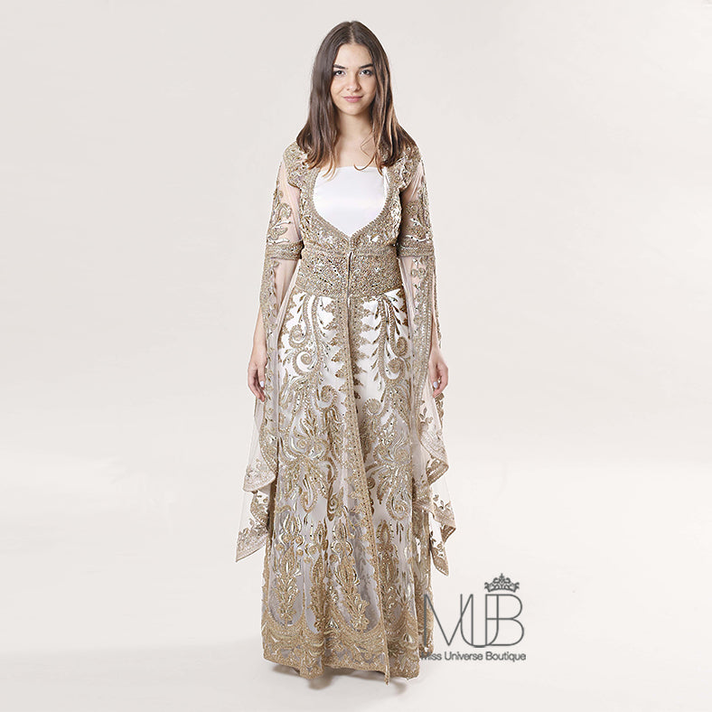 Maha Wedding Gold Abaya  shopMUB